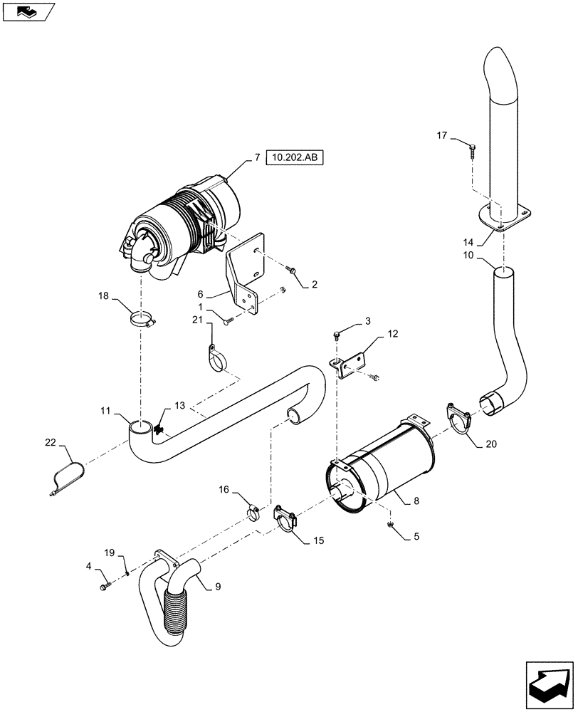 Схема запчастей Case IH SR175 - (10.254.AI) - EXHAUST SYSTEM W/ MUFFLER (10) - ENGINE