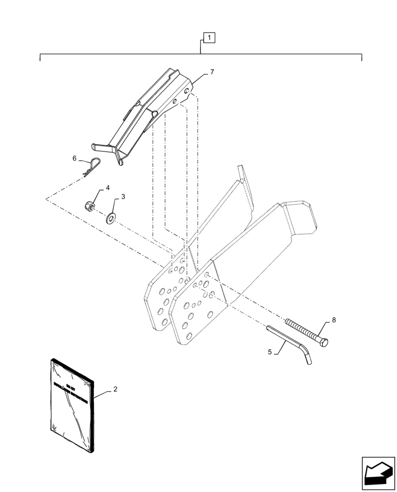 Схема запчастей Case IH RB465 - (88.100.37[01]) - DIA KIT, LOCKING HITCH PIN AND PTO SUPPORT, YFN188618 AND PRIOR (88) - ACCESSORIES