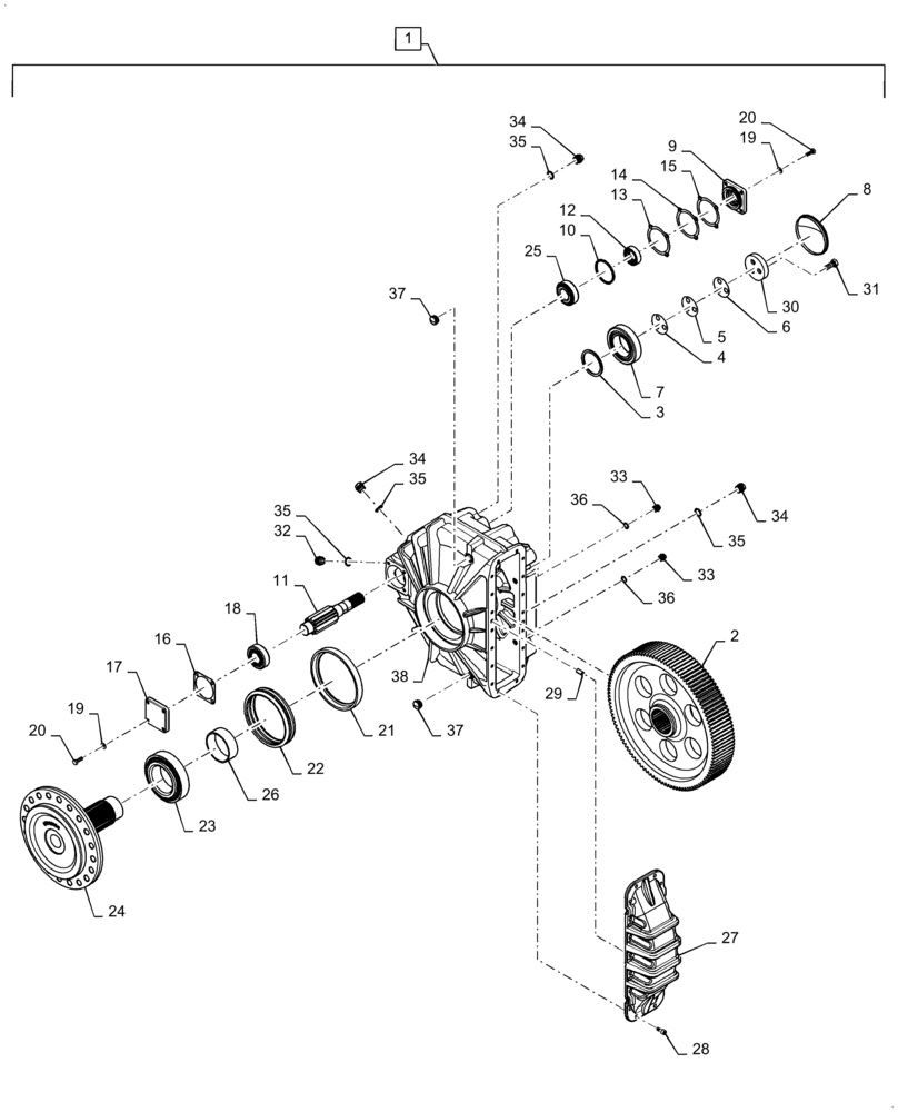 Схема запчастей Case IH 9230 - (25.310.AB[04]) - VAR - 425215, 425399, 425528, 425529 - FINAL DRIVE, GEARBOX, TRACK ASSY, 13/110 (25) - FRONT AXLE SYSTEM