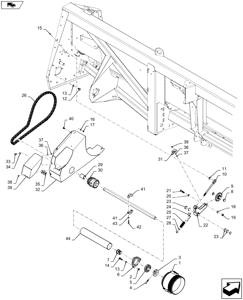 Схема запчастей Case IH 4208-30 - (58.100.AH[03]) - DRIVE, HEADER ASSY, REAR, LH (58) - ATTACHMENTS/HEADERS