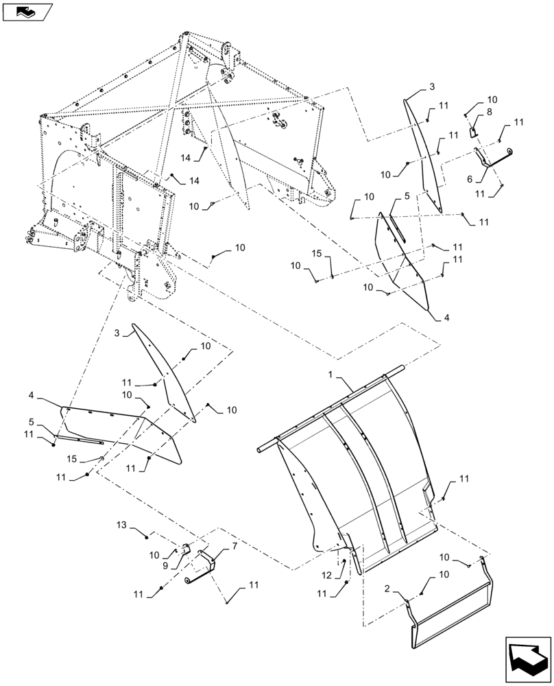 Схема запчастей Case IH 9230 - (73.230.AQ[01]) - SPREADER HOOD, CHAFF SPREADER, HORIZONTAL (73) - RESIDUE HANDLING