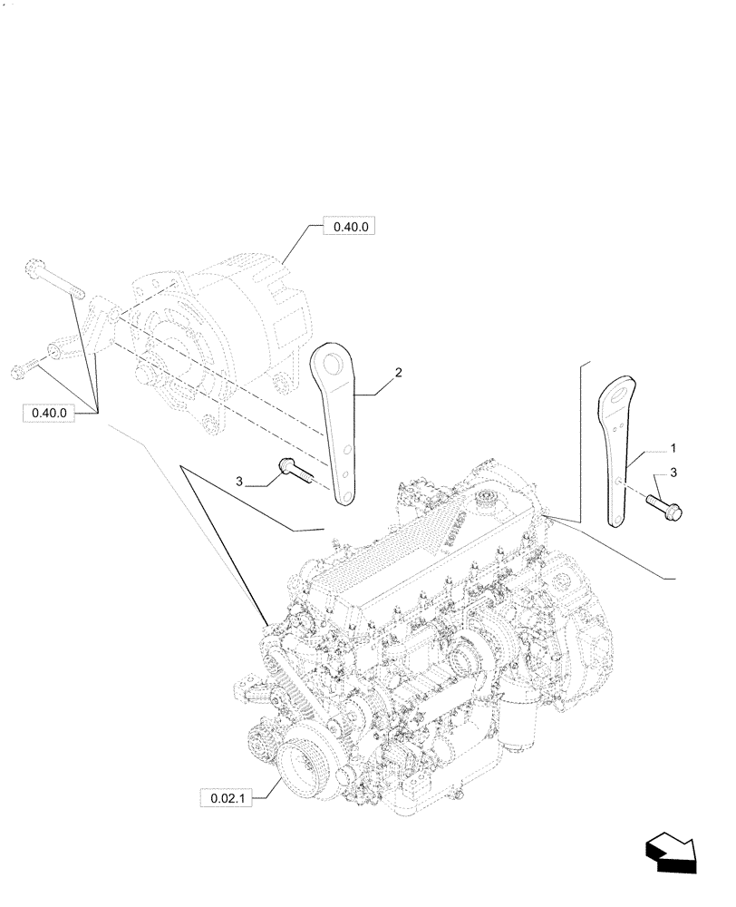 Схема запчастей Case IH F2CE9684P E033 - (0.45.0) - HOOKS - ENGINE 