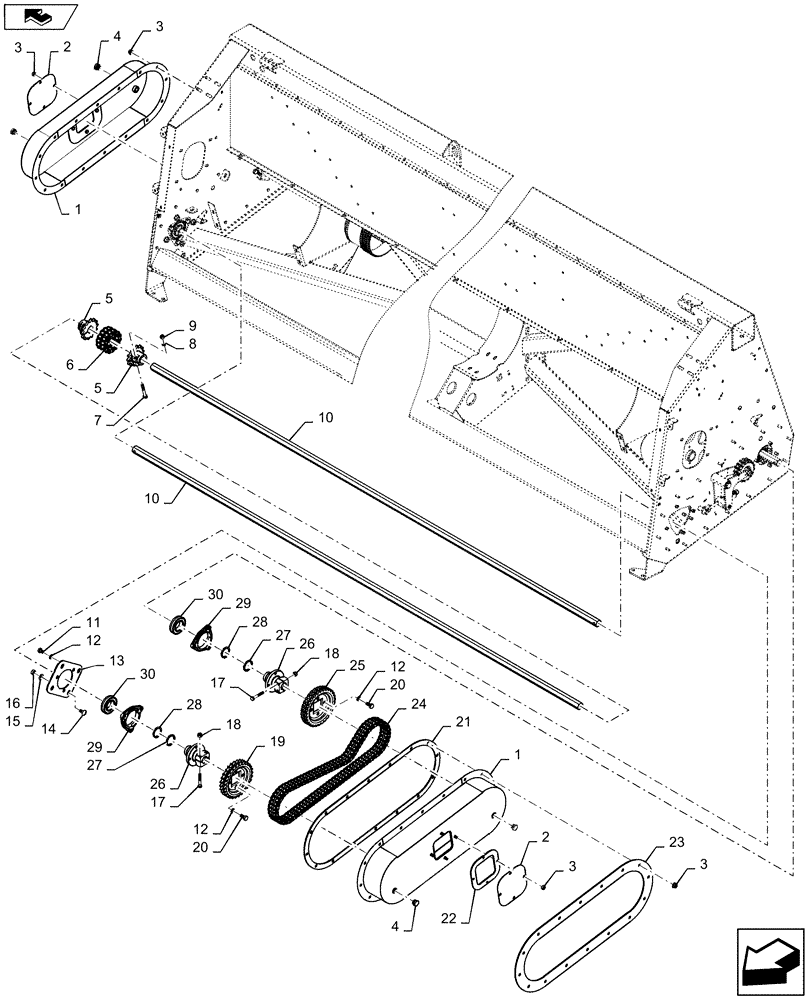 Схема запчастей Case IH 4206-30 - (58.100.AH[01]) - DRIVE, HEADER ASSY, FRONT (58) - ATTACHMENTS/HEADERS