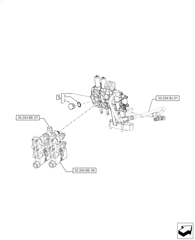 Схема запчастей Case IH FARMALL 125A - (35.204.BE[05]) - REMOTE CONTROL VALVE (2 VALVES) - AFTER SN: CF01578M (35) - HYDRAULIC SYSTEMS