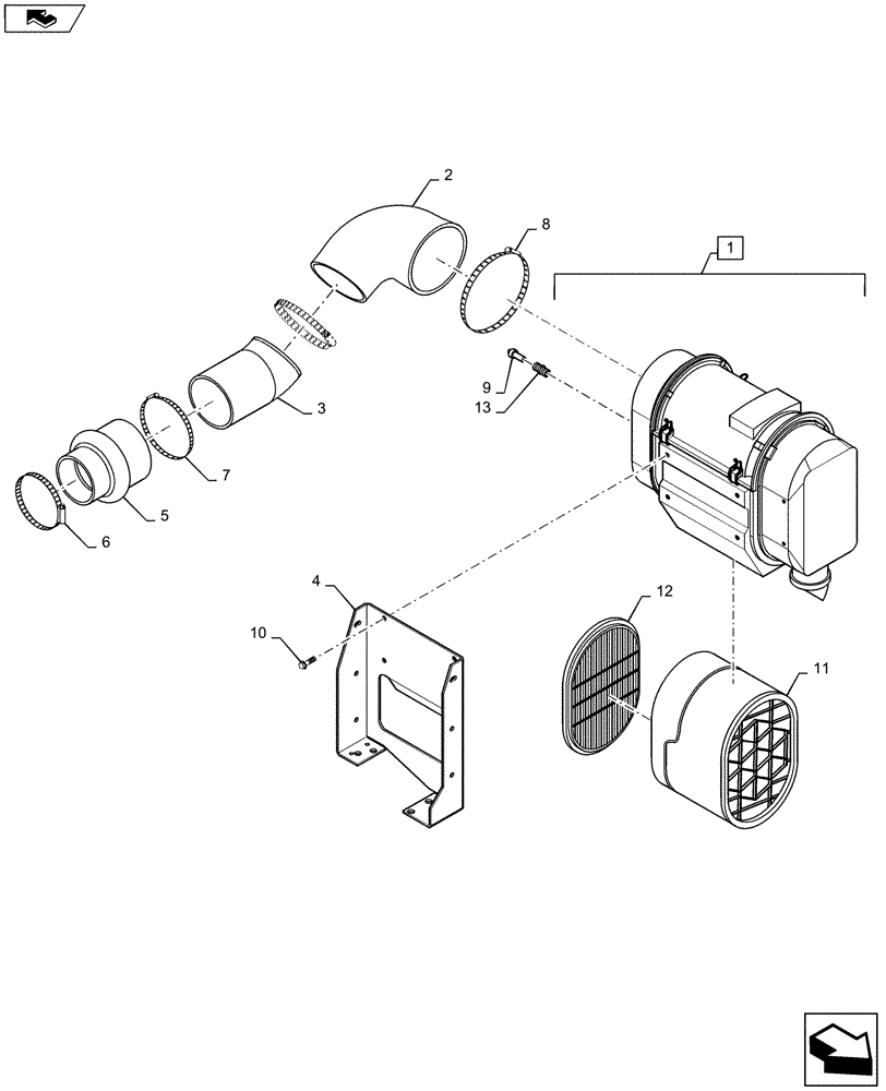 Схема запчастей Case IH P240 - (10.202.01) - AIR CLEANER ASSEMBLY (10) - ENGINE