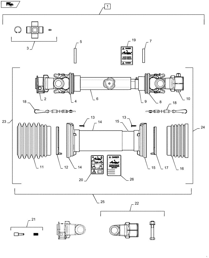 Схема запчастей Case IH 4208-30 - (58.100.AG[01]) - PTO ASSY, LH (58) - ATTACHMENTS/HEADERS