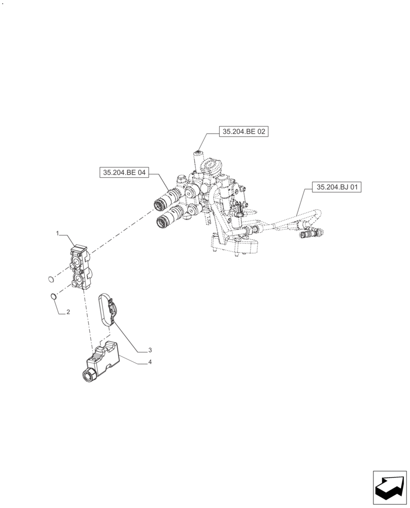 Схема запчастей Case IH FARMALL 125A - (35.204.BE[03]) - REMOTE CONTROL VALVE (1 VALVE) - AFTER SN: CF01573M (35) - HYDRAULIC SYSTEMS