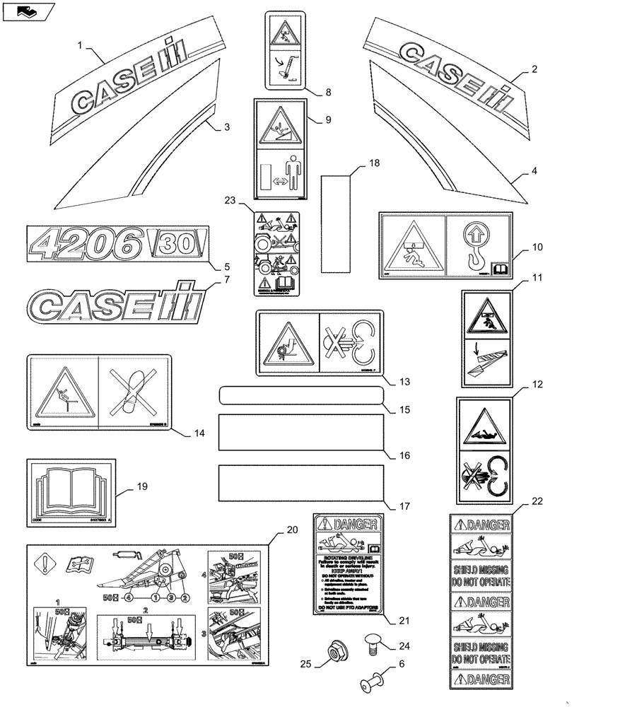 Схема запчастей Case IH 4208-30 - (90.108.AB) - DECALS, COMMON & MODEL (90) - PLATFORM, CAB, BODYWORK AND DECALS