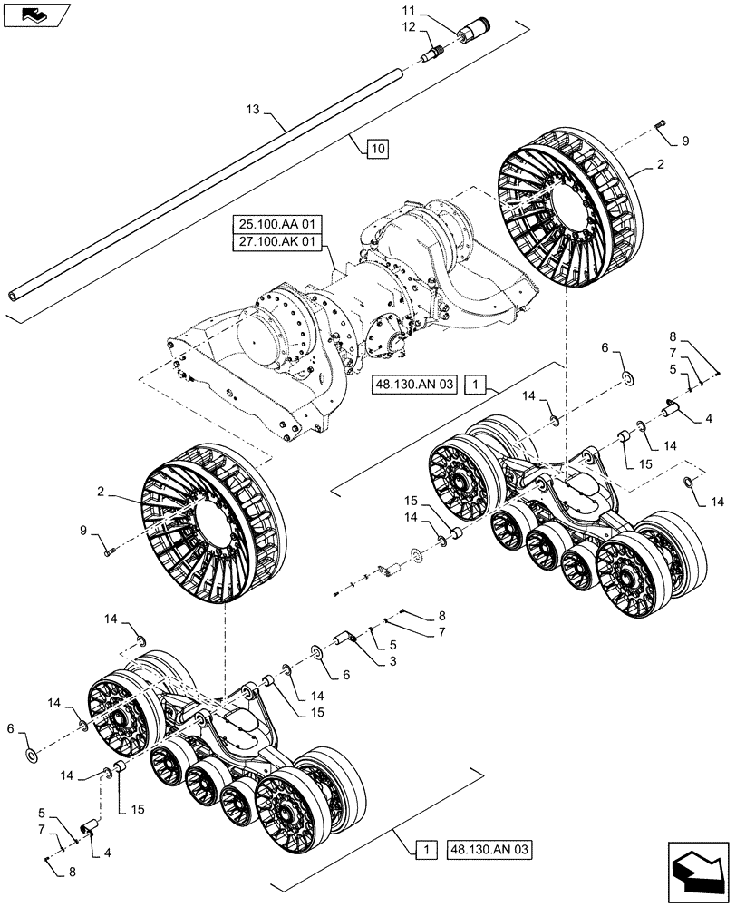 Схема запчастей Case IH STEIGER 500 - (48.120.AJ[02]) - TRACK ASSY - UNDERCARRIAGE - 24" THRU 30" WIDE WHEEL (48) - TRACKS & TRACK SUSPENSION