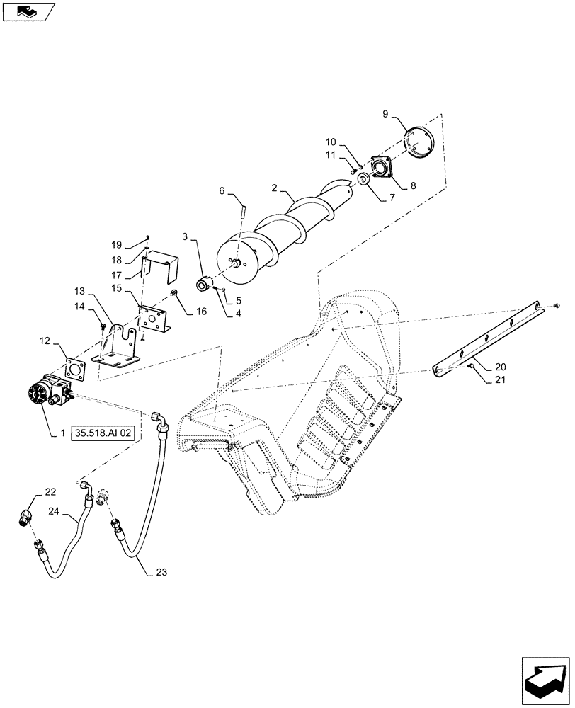 Схема запчастей Case IH 4412-30 - (58.228.AG[04]) - HOOD, AUGER ASSY, LH DIVIDER (58) - ATTACHMENTS/HEADERS