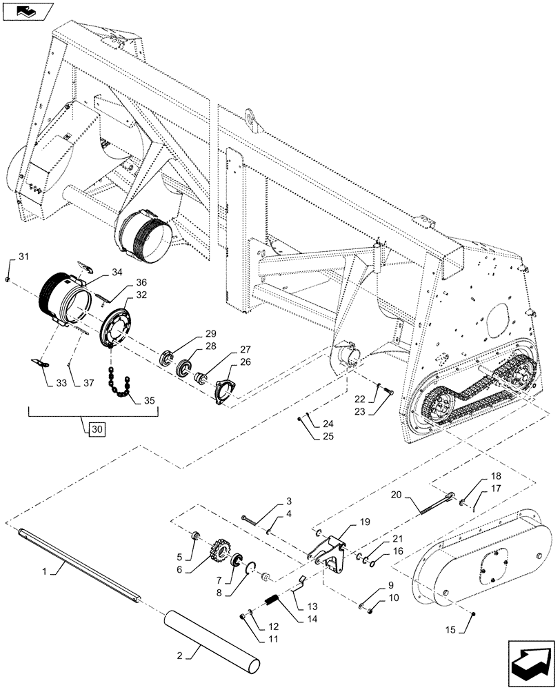 Схема запчастей Case IH 4208-30 - (58.100.AH[02]) - DRIVE, HEADER ASSY, REAR, RH (58) - ATTACHMENTS/HEADERS