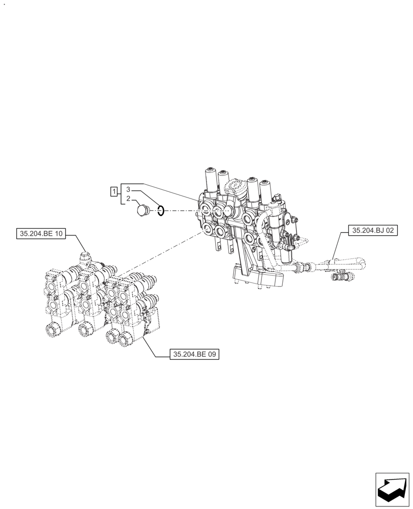 Схема запчастей Case IH FARMALL 140A - (35.204.BE[08]) - REMOTE CONTROL VALVE (4 VALVES) - AFTER SN: CF01596M (35) - HYDRAULIC SYSTEMS