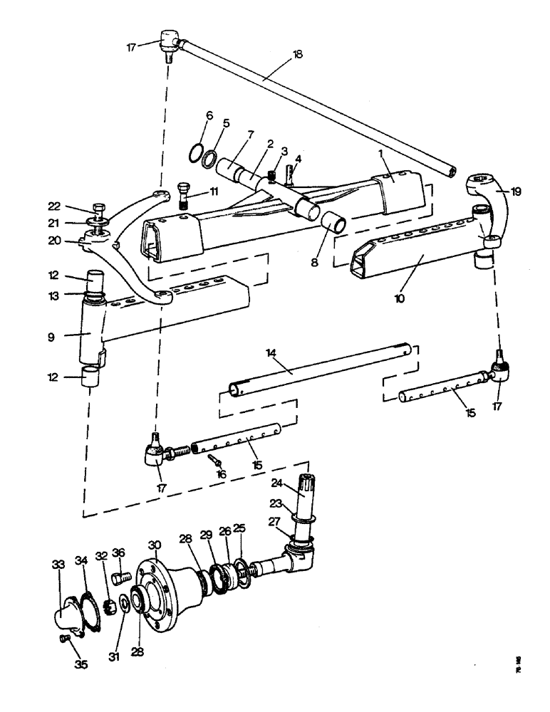 Схема запчастей Case IH 885 - (H08) - STEERING AND FRONT AXLE, FRONT AXLE, 885 TRACTORS Steering & Front Axle