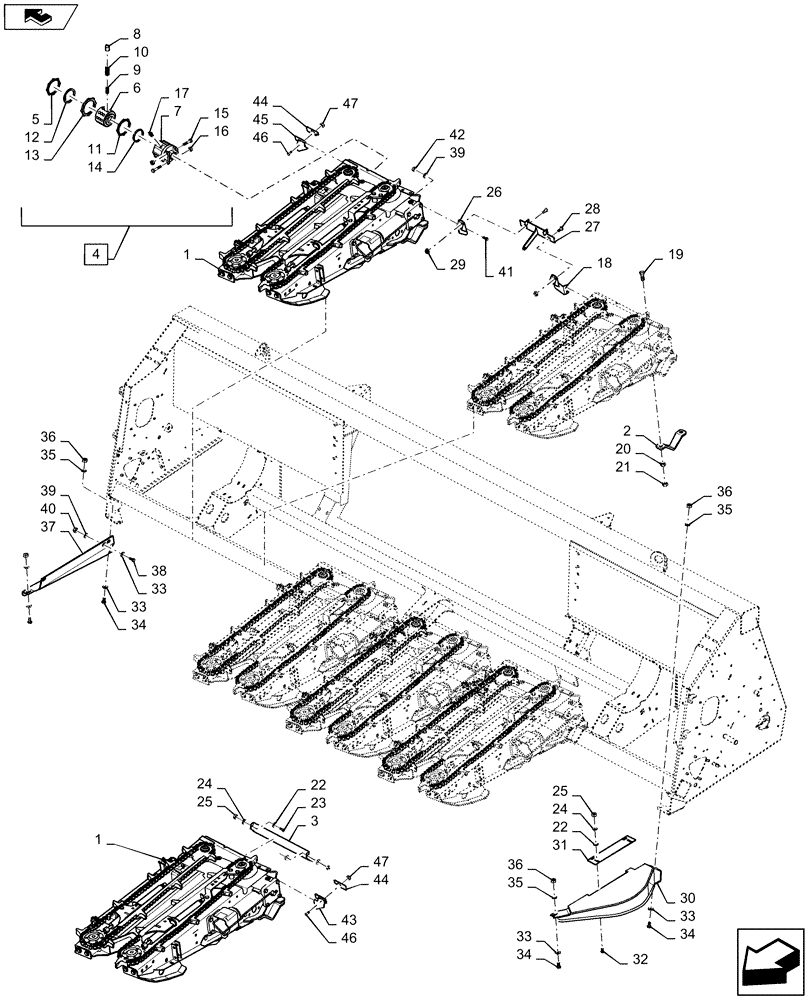 Схема запчастей Case IH 4208-30 - (58.230.AI[03]) - ROW UNIT, WITHOUT CHOPPER (58) - ATTACHMENTS/HEADERS