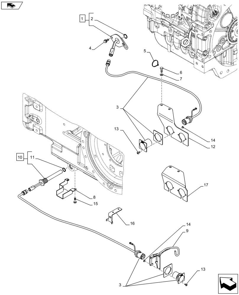 Схема запчастей Case IH PUMA 170 - (10.254.3801[01A]) - ENGINE BLOCK AND TRANSMISSION OIL HEATERS (240V) (VAR.743355-728382 / 743600) - D7339 (10) - ENGINE