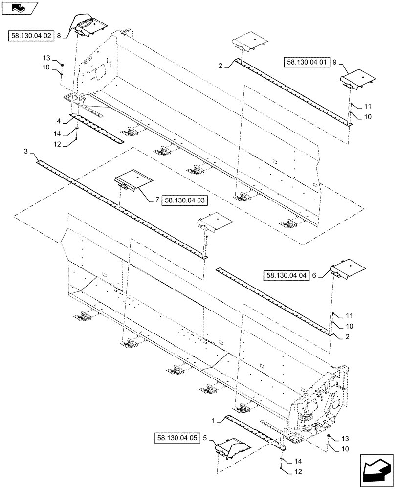 Схема запчастей Case IH 3020-30 - (58.130.03[2]) - FLOOR, ASSY, DOUBLE DRIVE (58) - ATTACHMENTS/HEADERS