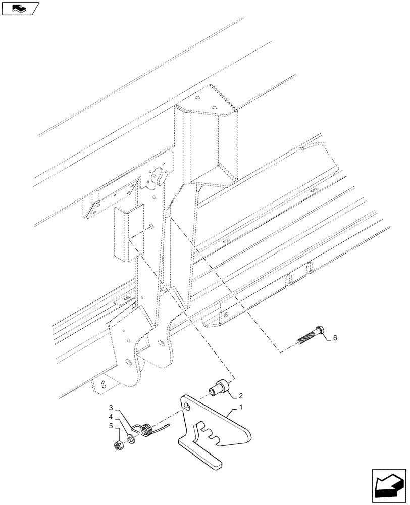 Схема запчастей Case IH 4406-38 - (58.130.AJ[02]) - LATCH, ASSY, FEEDER SECONDARY (58) - ATTACHMENTS/HEADERS