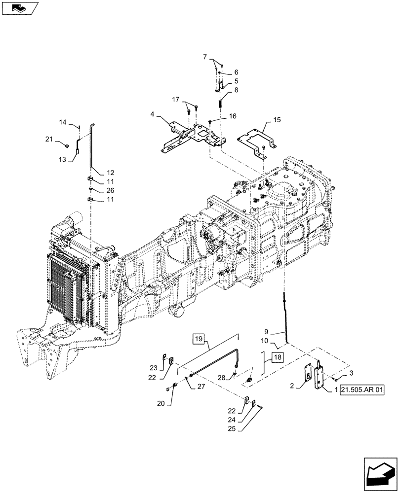 Схема запчастей Case IH MAGNUM 290 - (21.505.AQ[05]) - TRANSMISSION - CVT - HAND BRAKE VALVE ASSY (21) - TRANSMISSION