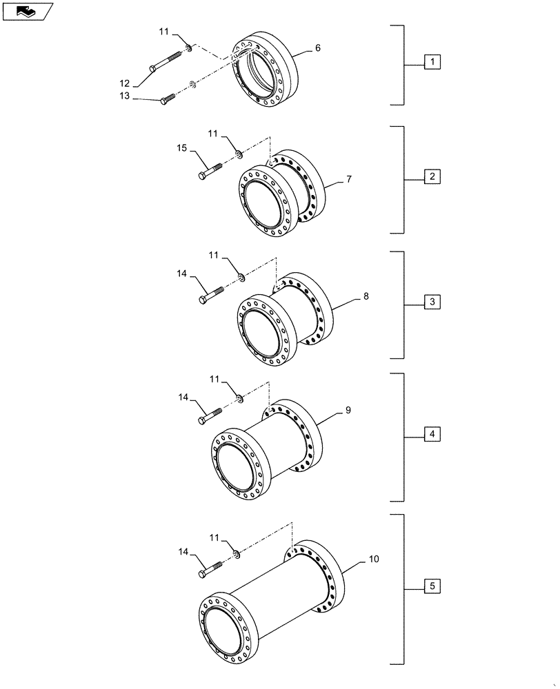 Схема запчастей Case IH STEIGER 550 - (44.100.34) - SPACERS, WHEEL - 140MM AXLE, 18-BOLT HUB - 600 SERIES AXLE (44) - WHEELS