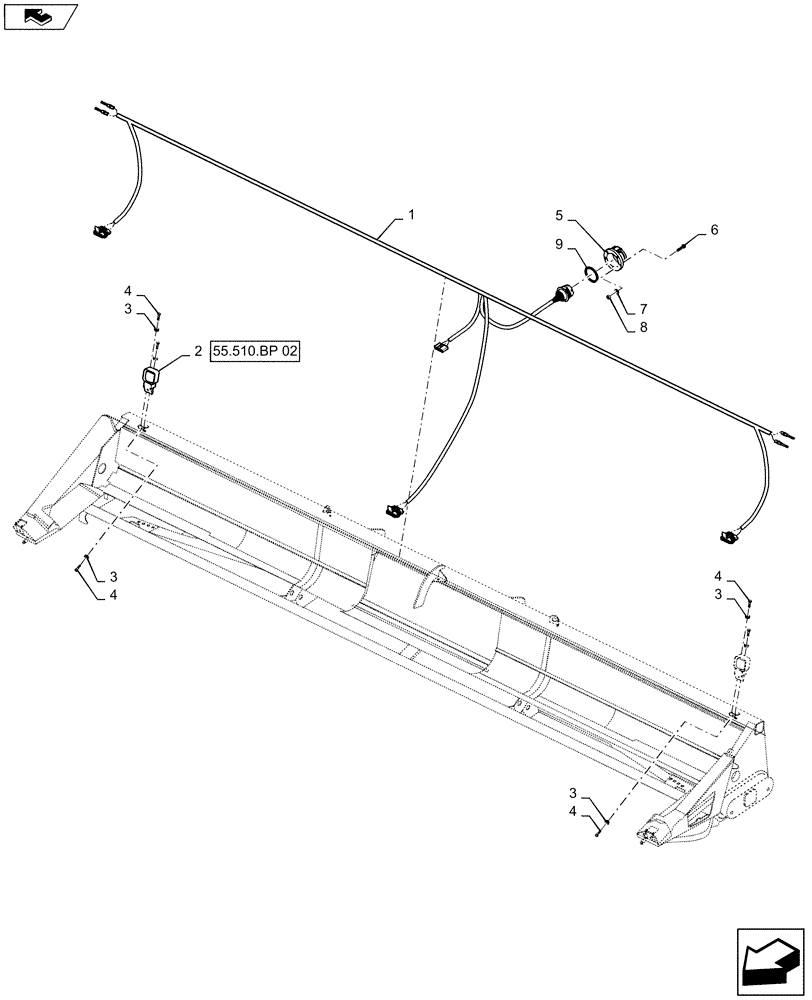 Схема запчастей Case IH 4408-30 - (55.510.BP[01]) - MAIN, WIRE HARNESS (55) - ELECTRICAL SYSTEMS