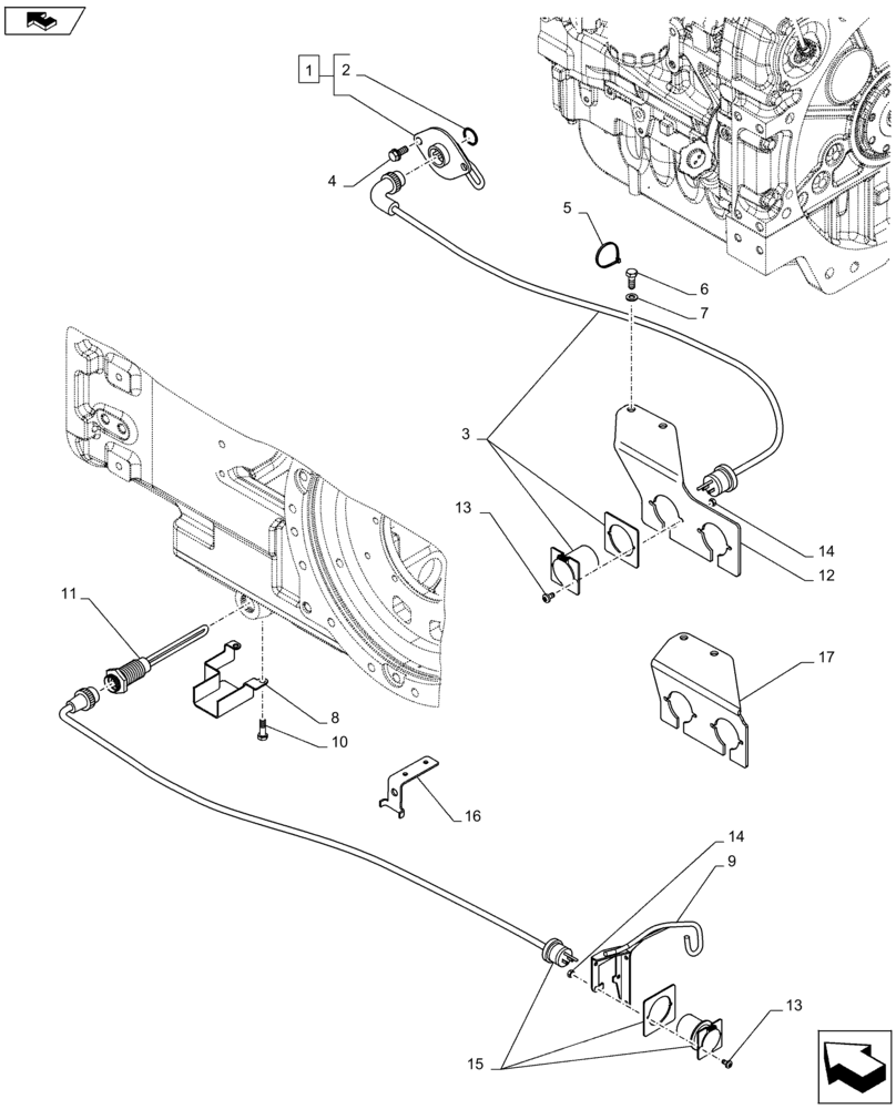 Схема запчастей Case IH PUMA 200 - (10.254.38[01A]) - ENGINE BLOCK AND TRANSMISSION OIL HEATERS (120V) (VAR.728381) - D7339 (10) - ENGINE