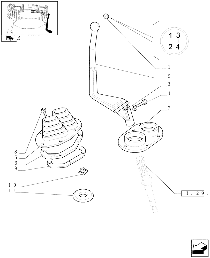 Схема запчастей Case IH FARMALL 105U - (1.96.5) - SPEED GEARSHIFT CONTROL LEVER (10) - OPERATORS PLATFORM/CAB