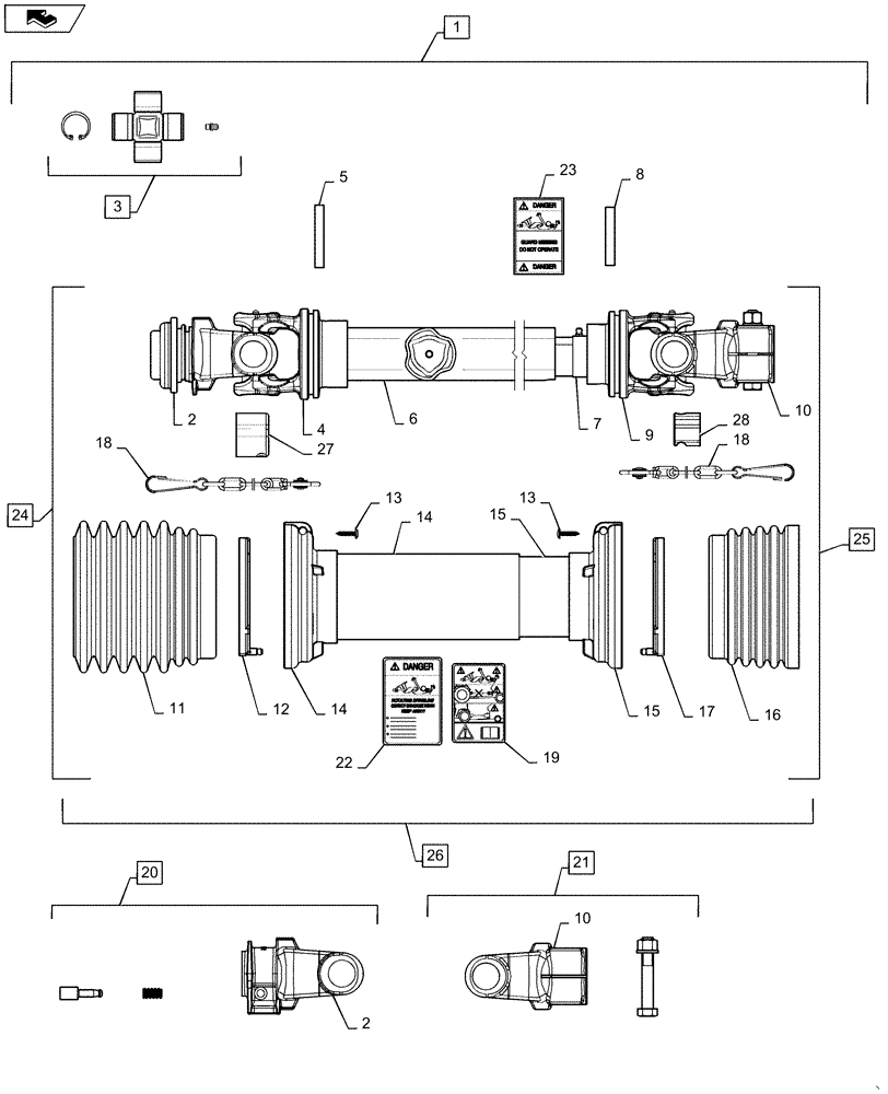 Схема запчастей Case IH 4408-36 - (31.100.AG[01]) - PTO ASSY, RH (31) - IMPLEMENT POWER TAKE OFF