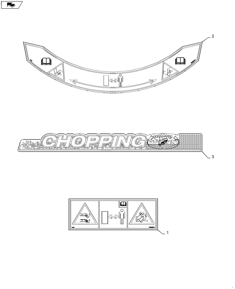 Схема запчастей Case IH 4406-38 - (90.108.AB[02]) - DECALS, ASSY, CHOPPING (90) - PLATFORM, CAB, BODYWORK AND DECALS