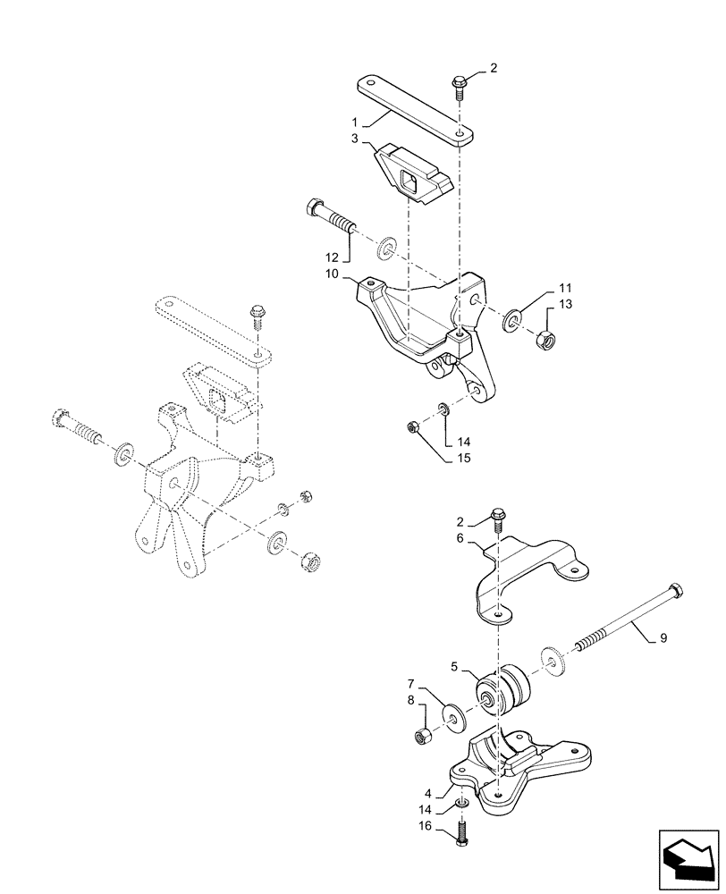 Схема запчастей Case IH STEIGER 370 - (10.001.AK[01]) - ENGINE MOUNT, STEIGER 370 (10) - ENGINE