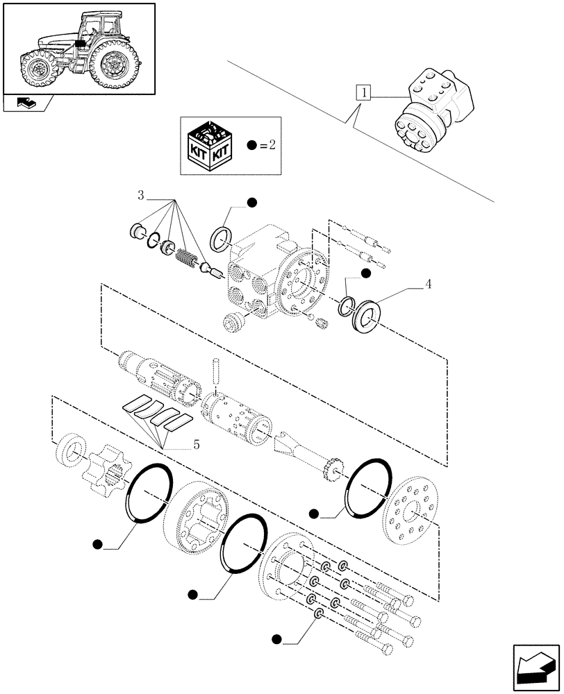 Схема запчастей Case IH FARMALL 95U - (1.95.5/ A) - POWER STEERING - PARTS (10) - OPERATORS PLATFORM/CAB