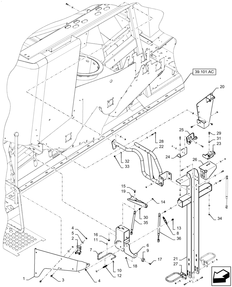 Схема запчастей Case IH 8230 - (90.110.AU[11]) - BRACKET, LH, SUPPORT, FRONT (90) - PLATFORM, CAB, BODYWORK AND DECALS