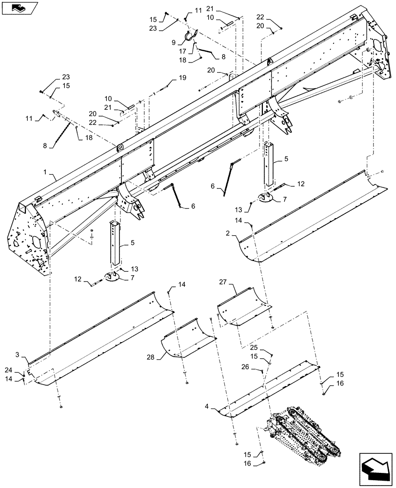 Схема запчастей Case IH 4406-36 - (58.130.AJ[01]) - FRAME, 4400 (58) - ATTACHMENTS/HEADERS