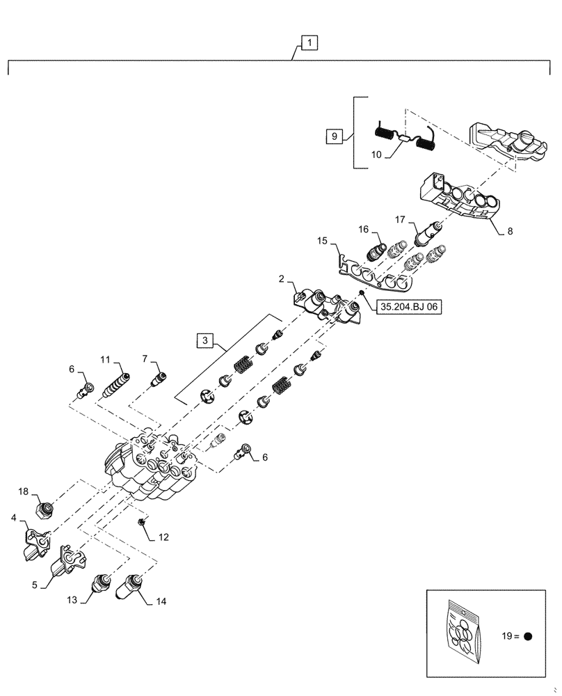 Схема запчастей Case IH L580 - (35.204.BJ[05]) - VAR - 713640006 - ERGODRIVE LCS OPEN CENTER - FARMALL 110A, 120A, 125A, 140A (35) - HYDRAULIC SYSTEMS