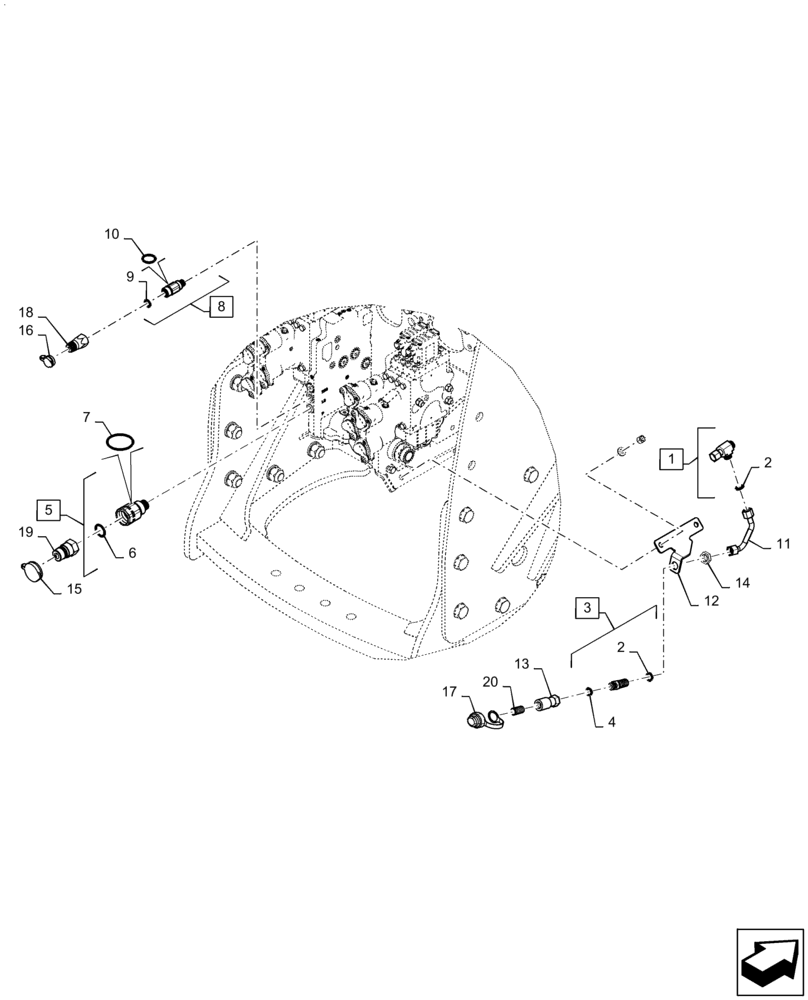 Схема запчастей Case IH QUADTRAC 500 - (35.204.BB[03]) - POWER BEYOND COUPLERS (35) - HYDRAULIC SYSTEMS