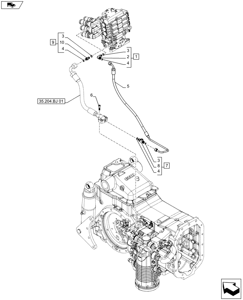 Схема запчастей Case IH MAXXUM 115 - (35.106.AS[03]) - HYDRAULIC PUMP 113 L/MIN CCLS - REAR REMOTES PILOT LINE (35) - HYDRAULIC SYSTEMS