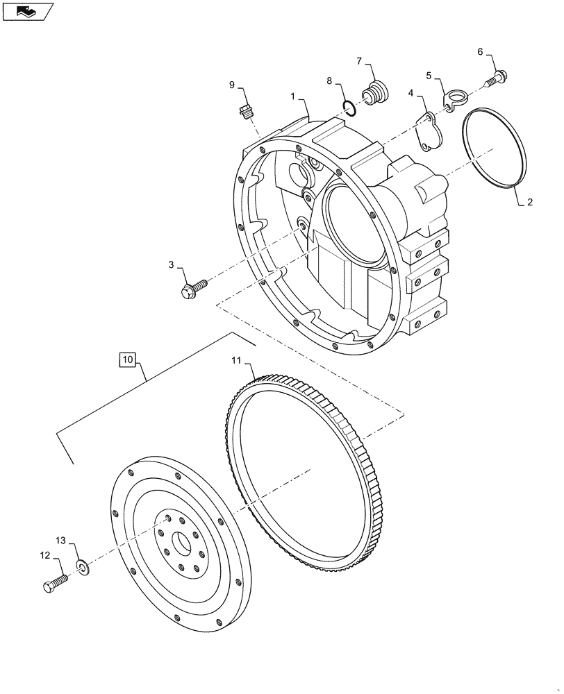 Схема запчастей Case IH RP85 - (10.103.AK) - FLYWHEEL & HOUSING (10) - ENGINE