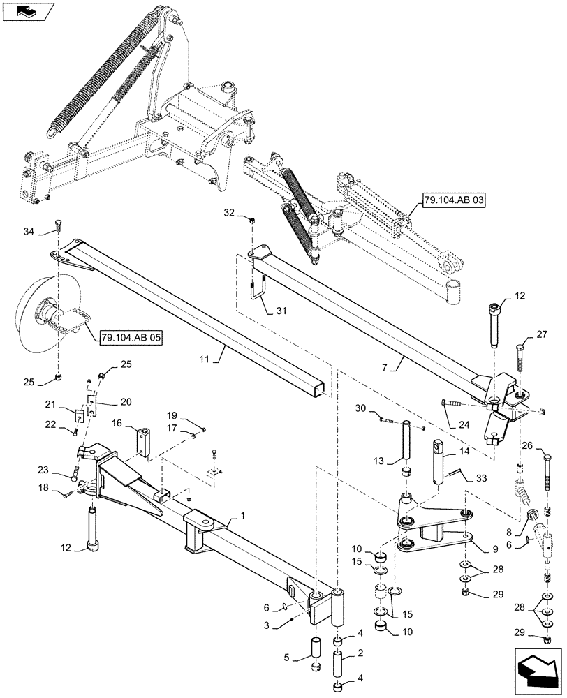 Схема запчастей Case IH 1235 - (79.104.AB[04]) - MARKER ARM INNER RIGHT FOR 8 ROW 36",38" AND 12 ROW 30" (79) - PLANTING