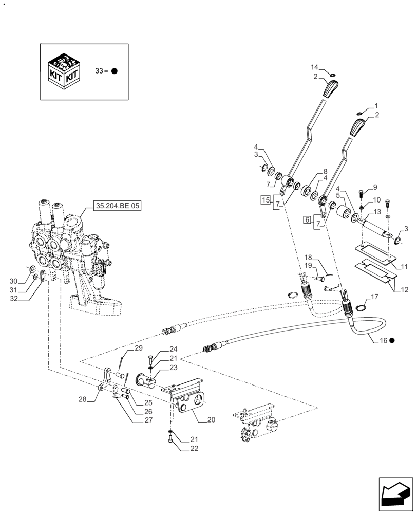 Схема запчастей Case IH FARMALL 125A - (35.204.BL[08]) - REMOTE CONTROL VALVE, 2 CONTROL VALVE, CAB - AFTER SN: CF01578M (35) - HYDRAULIC SYSTEMS