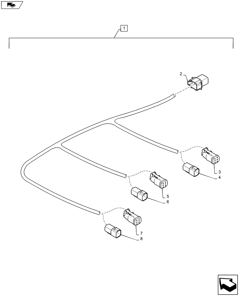 Схема запчастей Case IH 1235 - (55.516.AE[04]) - HARNESS CABLE DRIVE ROW UNIT ELECTRIC CLUTCH WINGS FOR 12 ROW 30" (55) - ELECTRICAL SYSTEMS