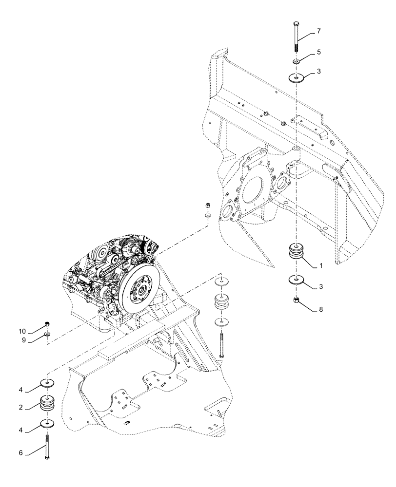 Схема запчастей Case IH STEIGER 620 - (10.001.AK) - ENGINE MOUNT (10) - ENGINE