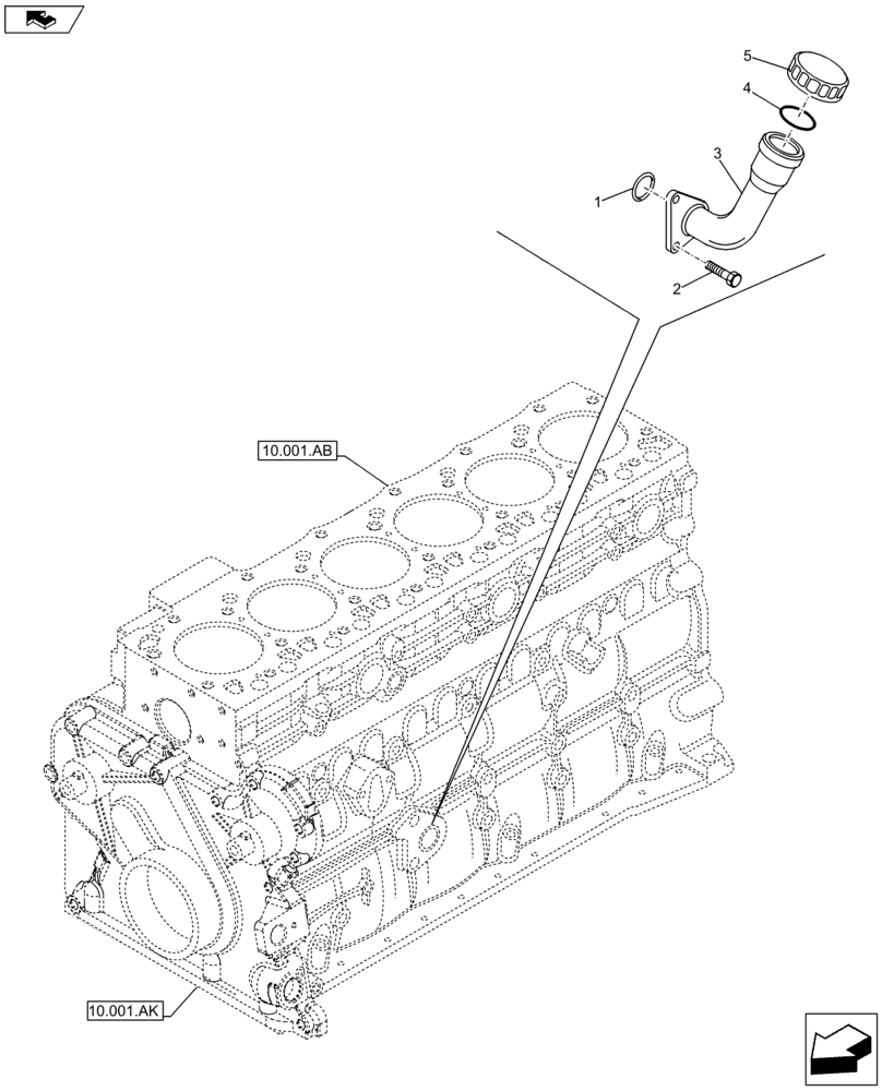 Схема запчастей Case IH F4HFE613F B002 - (10.304.AJ) - OIL FILTER, DIPSTICK (10) - ENGINE