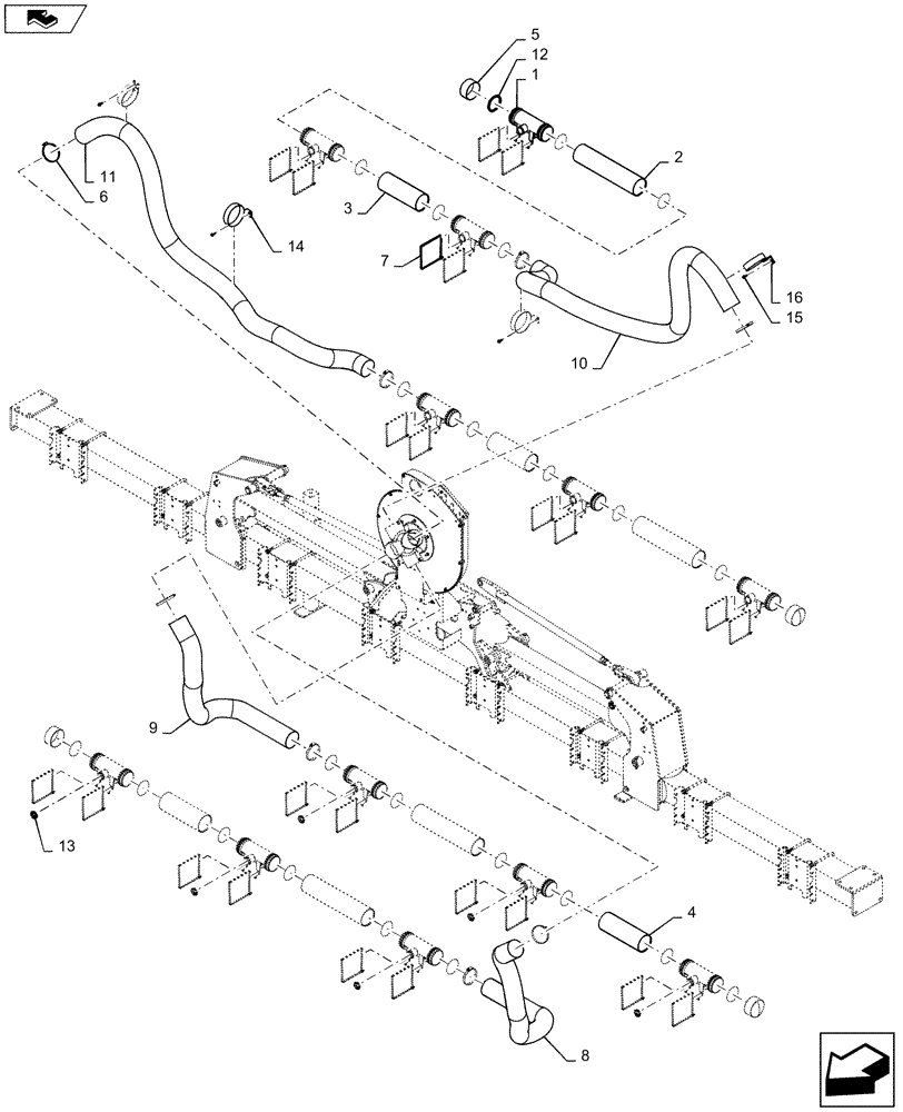 Схема запчастей Case IH 1235 - (79.103.AA[03]) - VACUUM HOSE SYSTEM 12 ROW 30" (79) - PLANTING