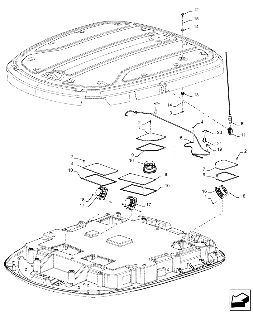 Схема запчастей Case IH QUADTRAC 580 - (55.512.AA[01]) - RADIO SPEAKER (55) - ELECTRICAL SYSTEMS