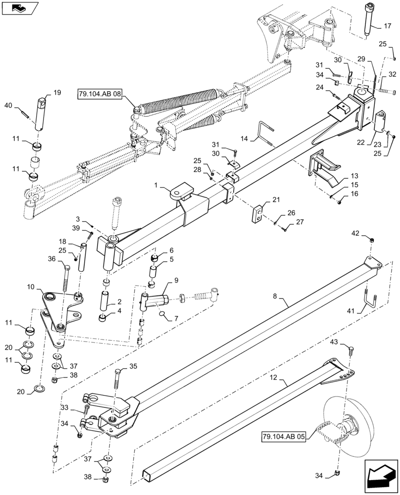 Схема запчастей Case IH 1235 - (79.104.AB[09]) - MARKER ARM INNER RIGHT FOR 12 ROW 36",38"40" AND 16 ROW 30" (79) - PLANTING