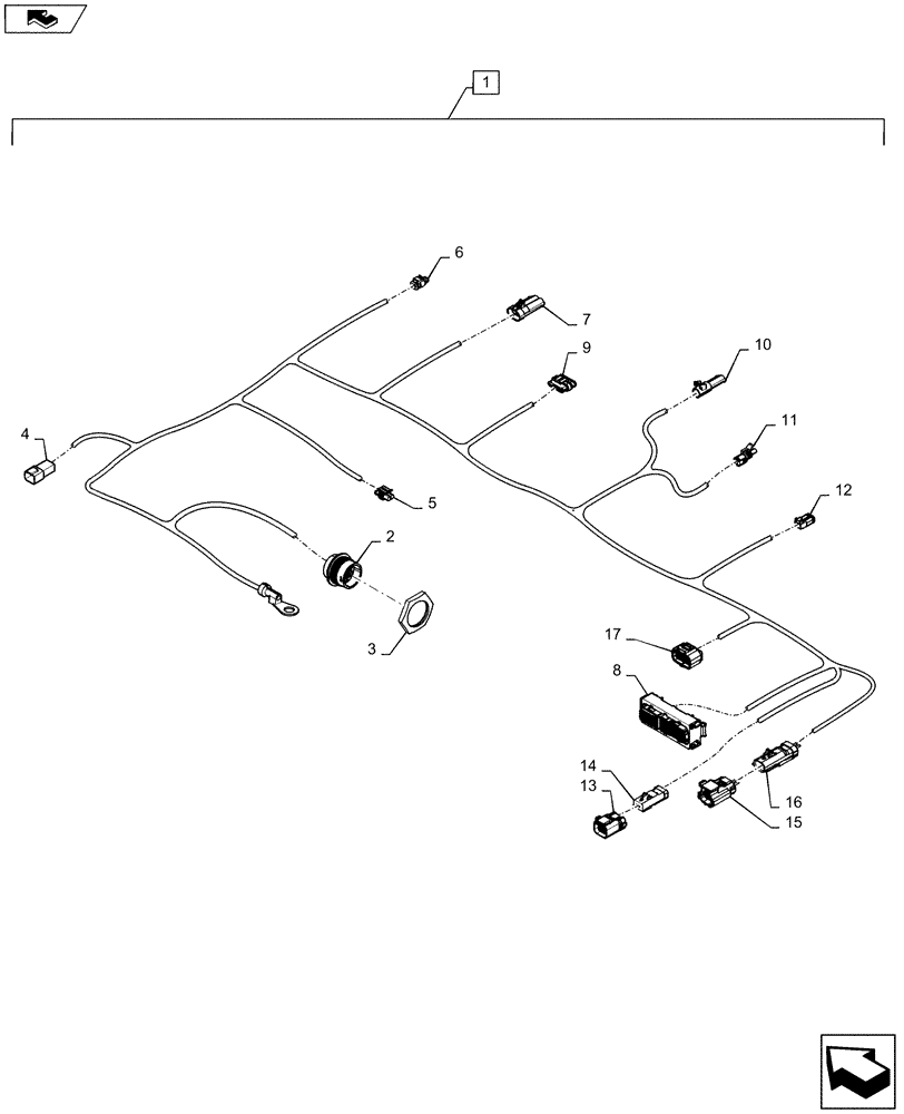 Схема запчастей Case IH MAGNUM 315 - (55.015.AB[02]) - WIRE HARNESS, FRONT FRAME (55) - ELECTRICAL SYSTEMS