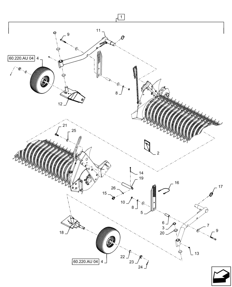 Схема запчастей Case IH RB565 - (88.100.60[07]) - DIA KIT, DUAL CASTERING WHEEL (88) - ACCESSORIES