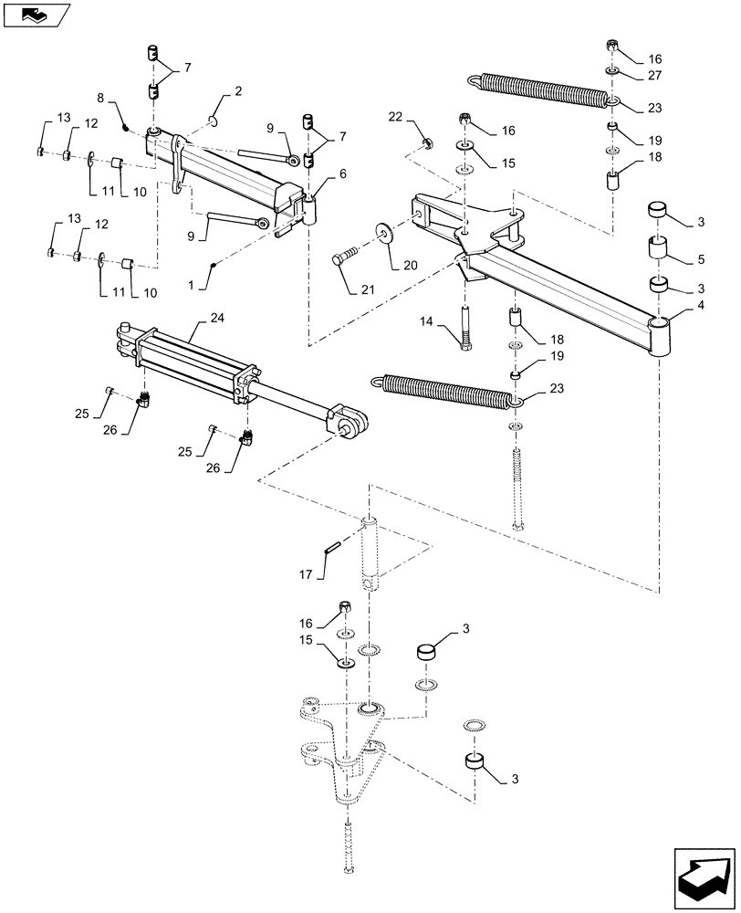 Схема запчастей Case IH 1235 - (79.104.AB[03]) - MARKER ARM OUTER RIGHT FOR 8 ROW 38",40" AND 12 ROW 30" (79) - PLANTING