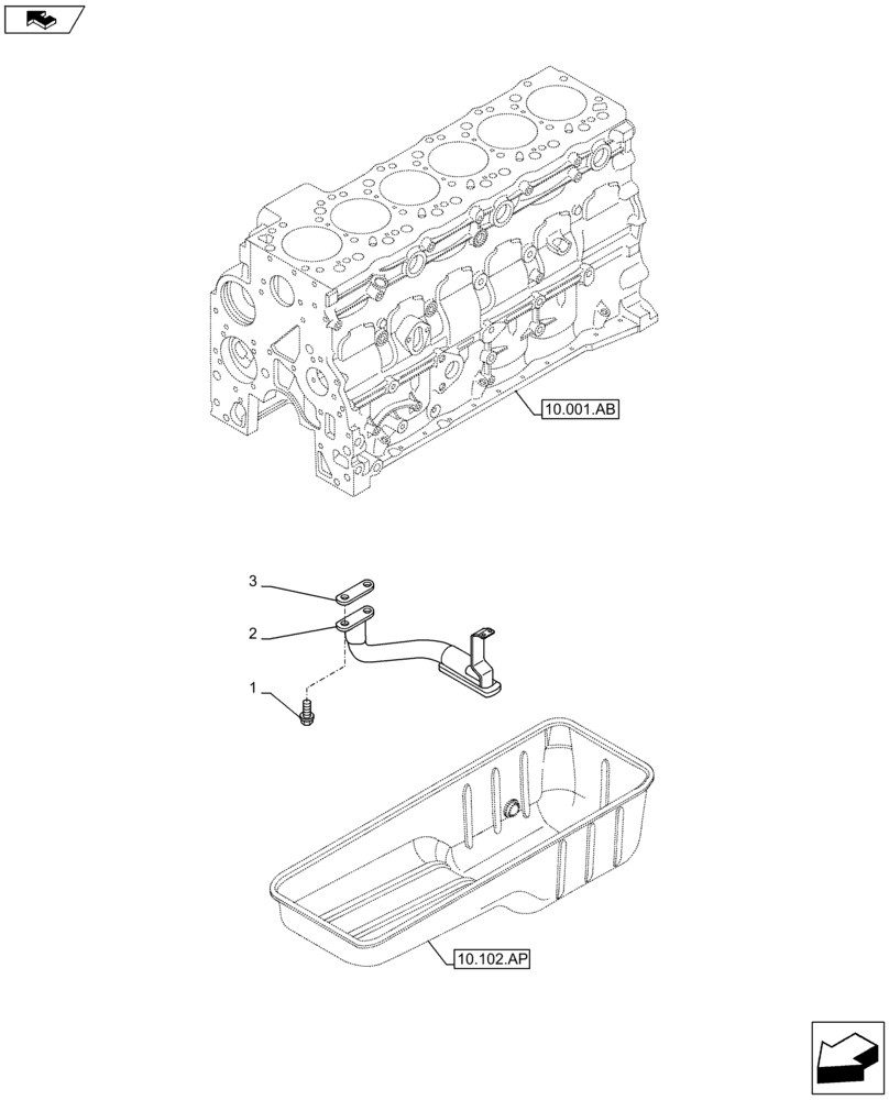 Схема запчастей Case IH F4HFE613F B002 - (10.304.AL) - SUCTION PIPE, ENGINE OIL (10) - ENGINE