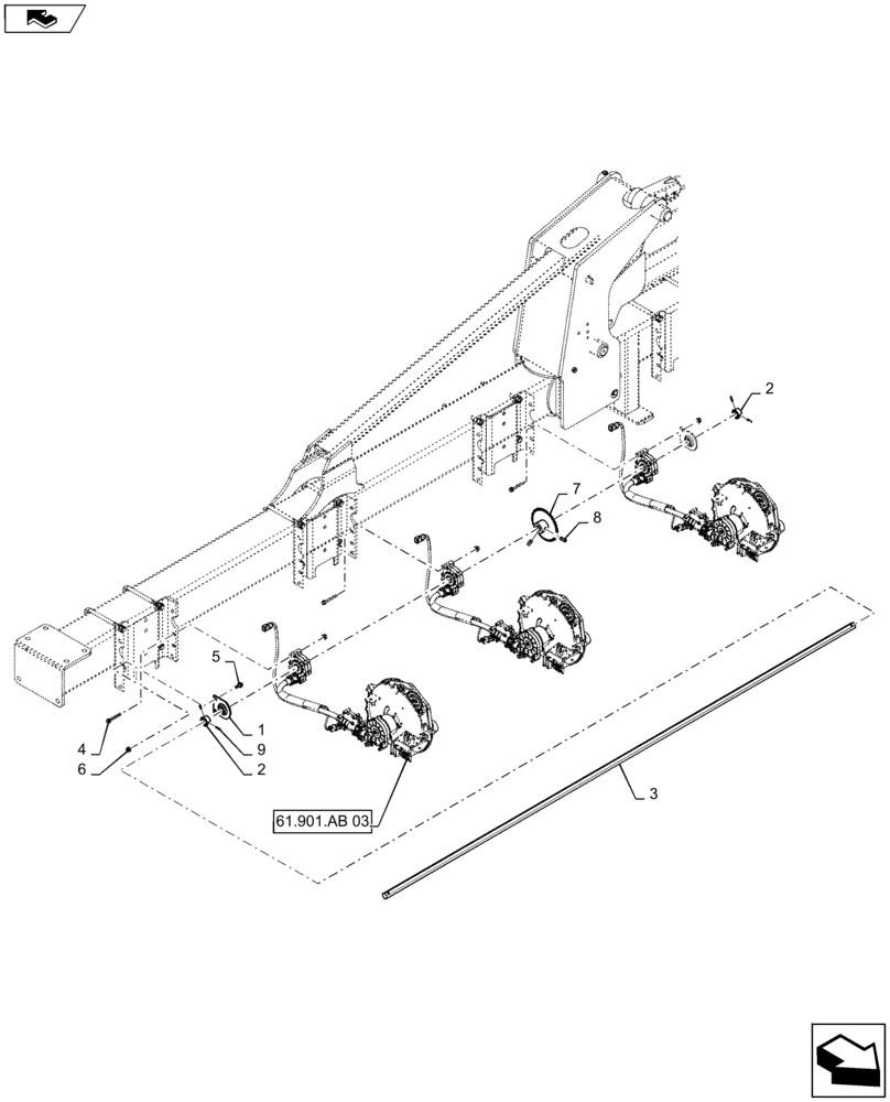 Схема запчастей Case IH 1235 - (61.901.AF[08]) - METER DRIVE SHAFT WITH CABLE FOR 12 ROW 36",38" (61) - METERING SYSTEM