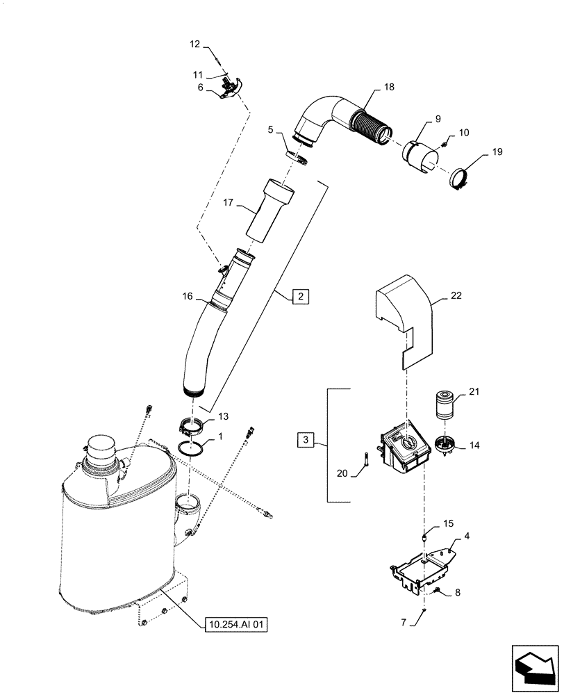 Схема запчастей Case IH MAGNUM 260 - (10.254.AI[02]) - EXHAUST SYSTEM, T4 (10) - ENGINE